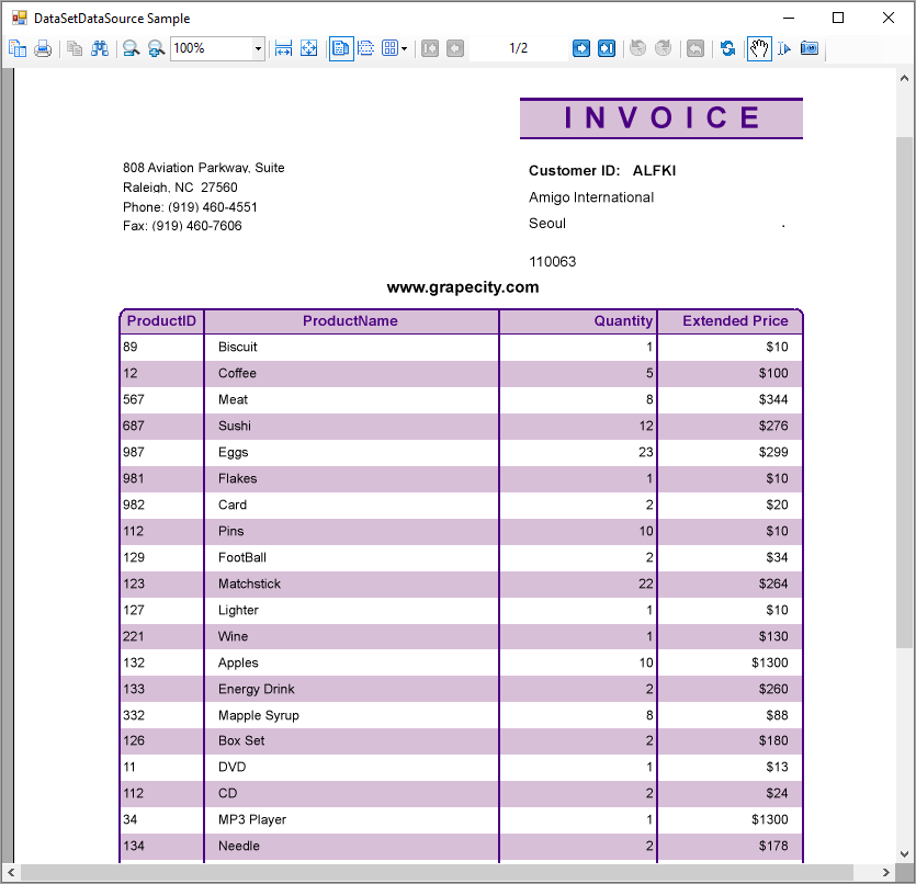 Connect a Page Report to an unbound data source with the DataSet provider