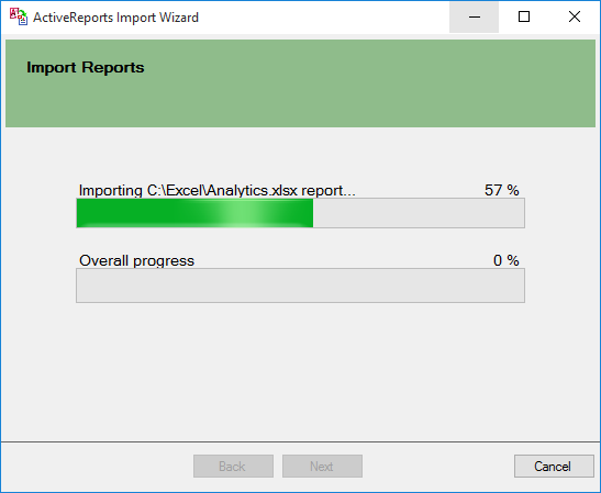 ActiveReports Import Wizard screen