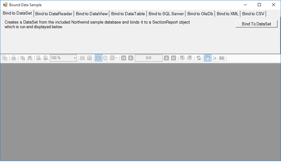 Report providing different data binding techniques