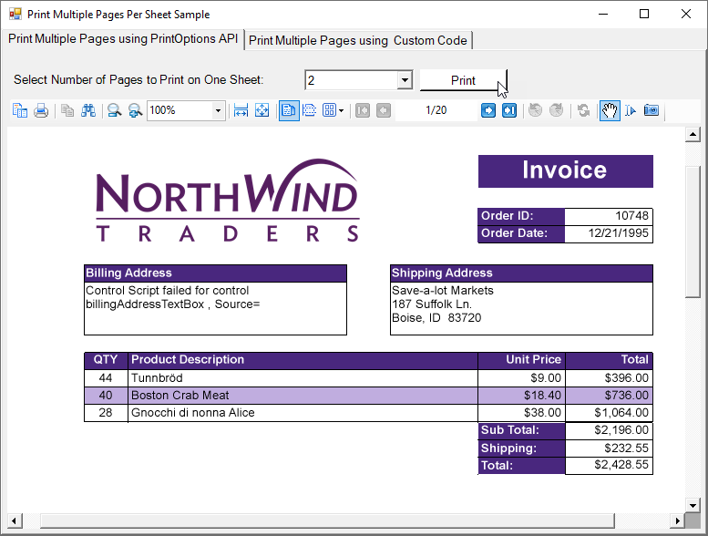 Printing a document with multiple pages per sheet