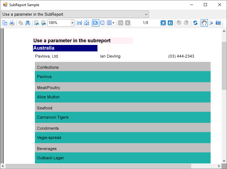 Subreport control