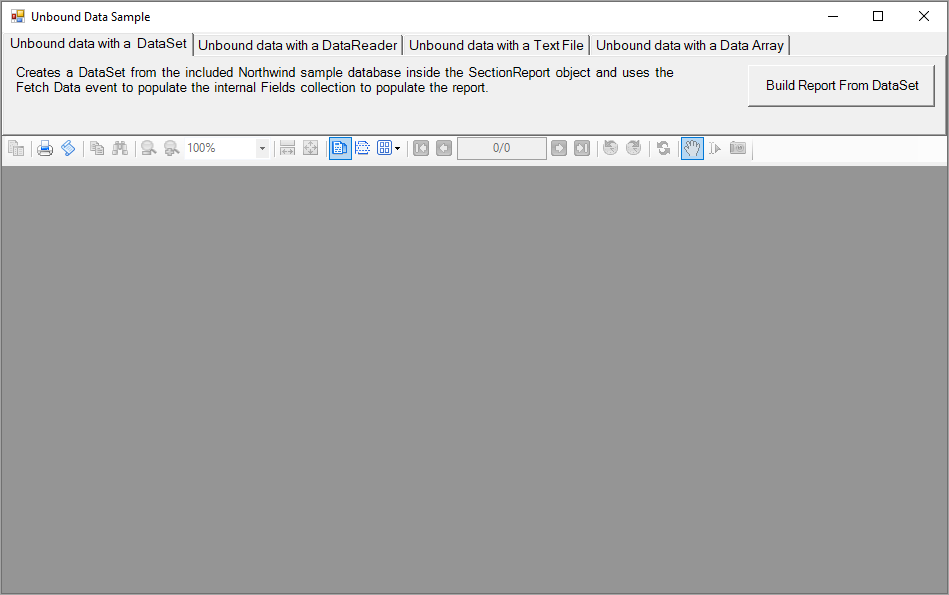 Section report with unbound data source