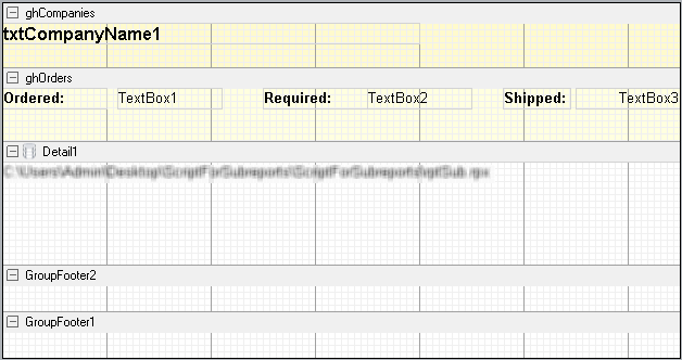 Report Layout -Main Report with Subreport