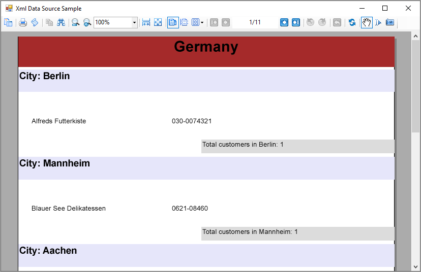 Report bound to XML Data Source