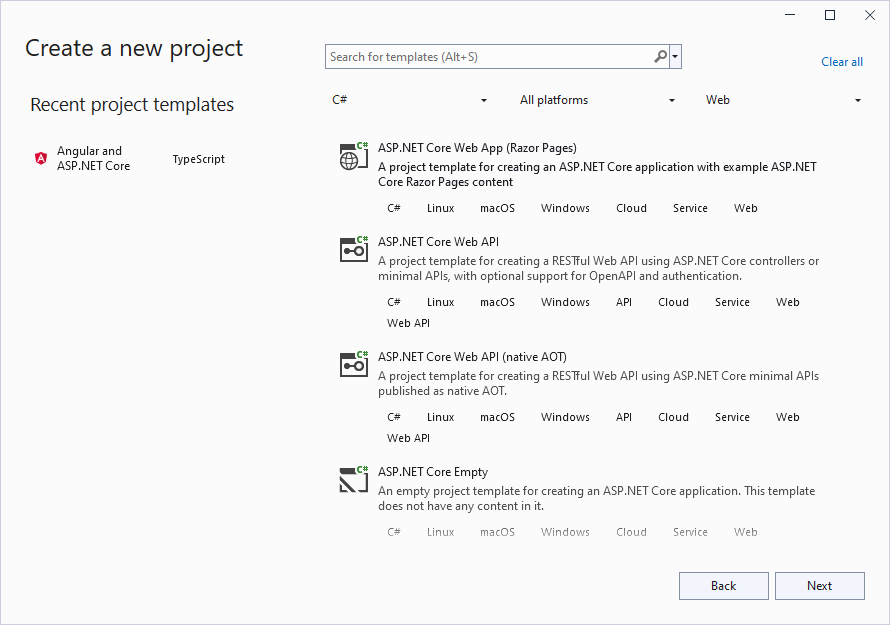 Configure your new project dialog
