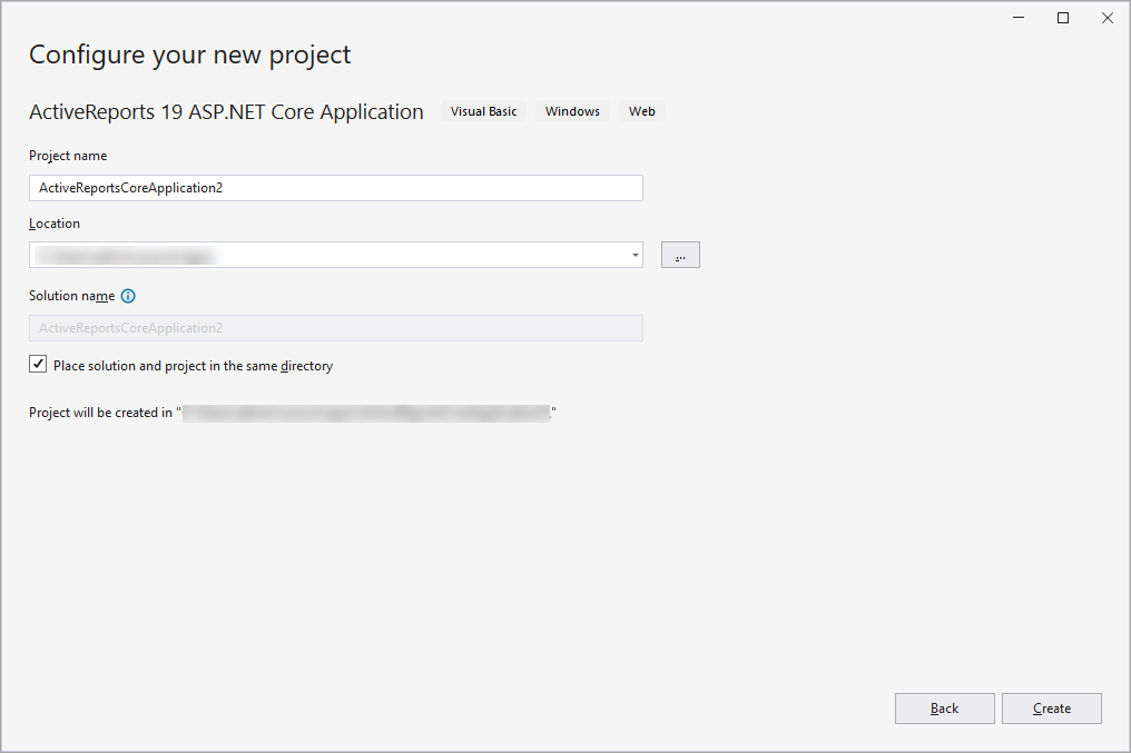 Configure Visual Studio new project