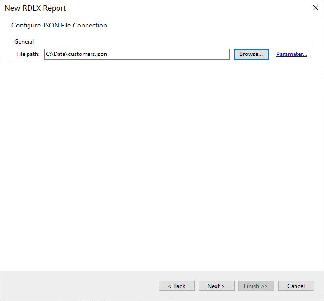 Specify JSON file path
