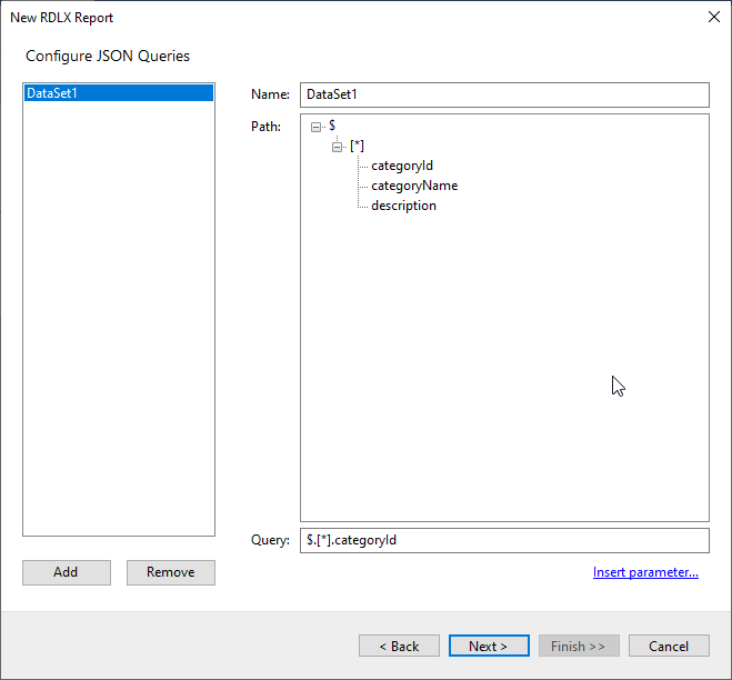 Configure the dataset by adding a valid query