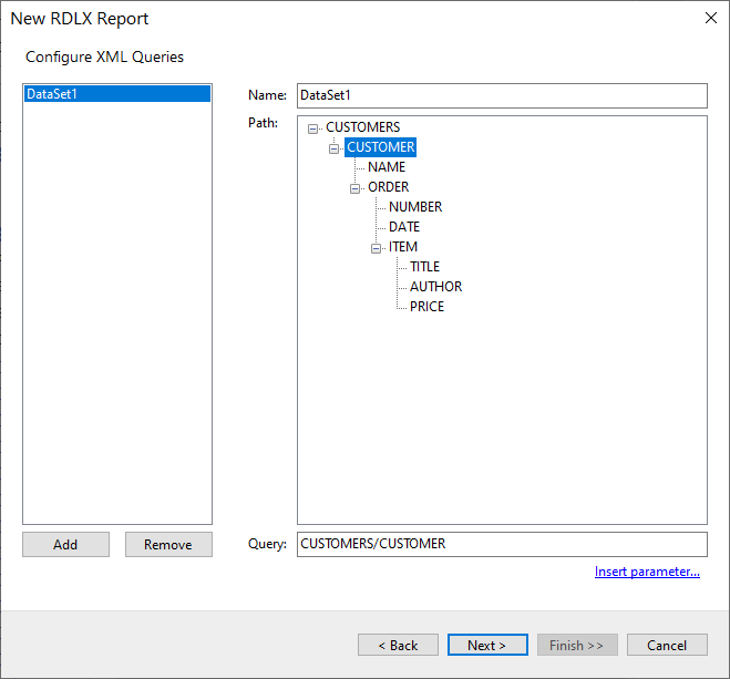 Configure the dataset by adding a valid query