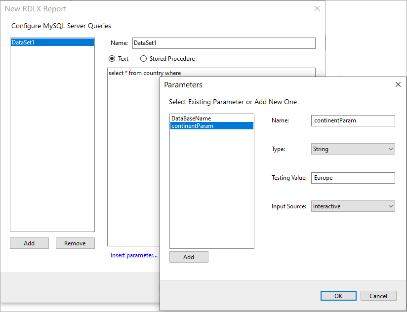 Parameters Dialog