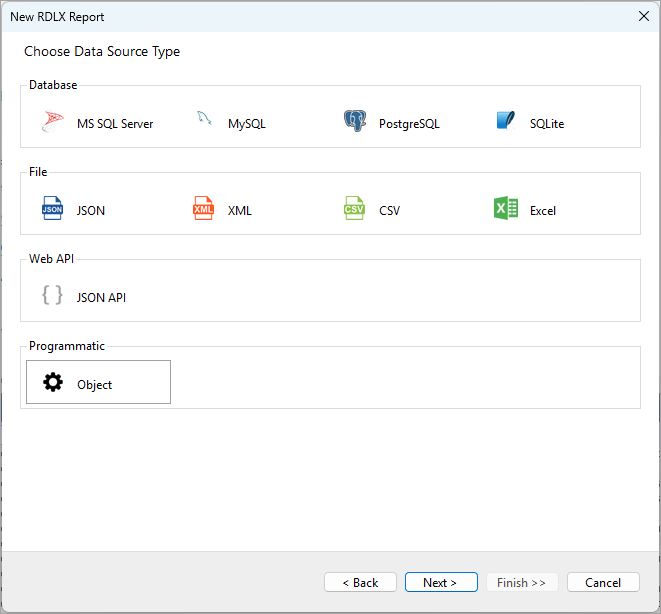 Choose Data Source Type screen