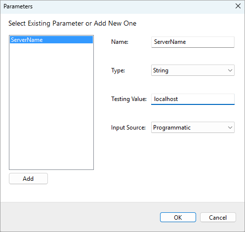 Configure Parameter for Database Data Source Connection