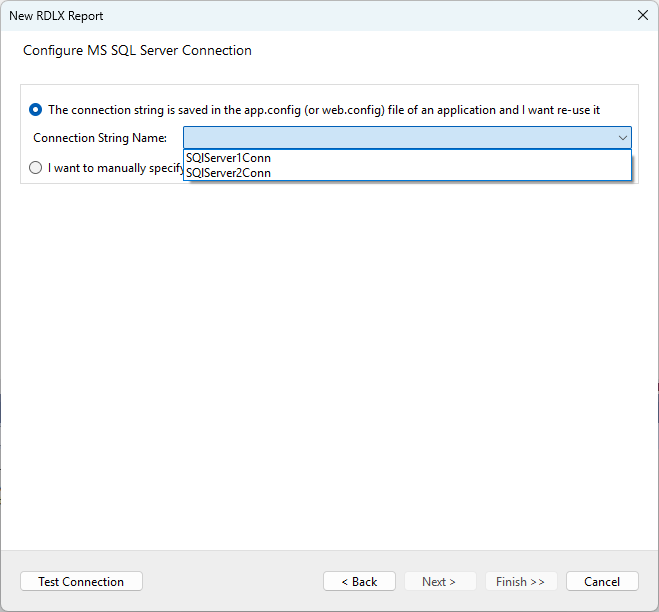 Select Connection String from Config File