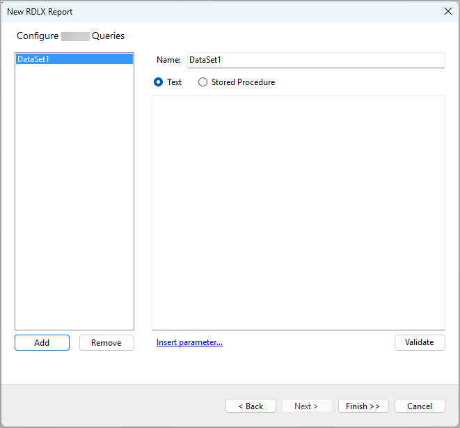 Configure Queries screen