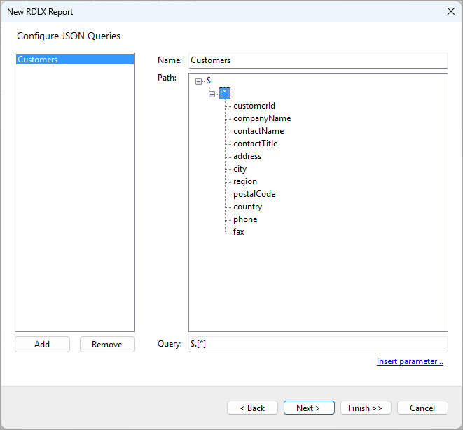 Configure JSON Queries