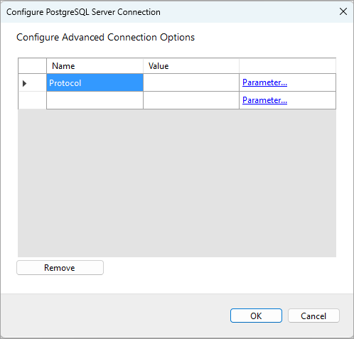 Configure Advanced Settings for PostgreSQL Server Connection