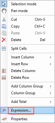 Expression in Tablix context menu
