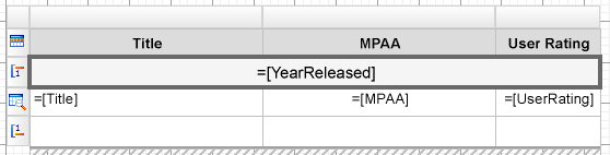 Merging cells in the Table Group Header