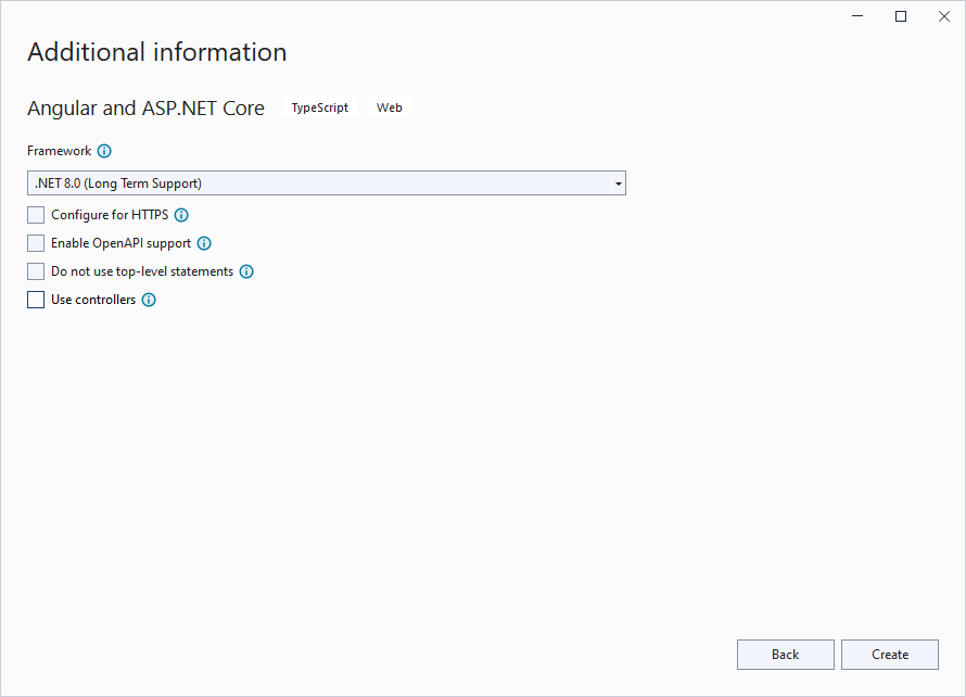 Create a New Project Dialog
