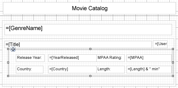 Report Structure for List Control