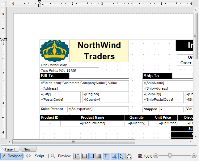 Designer tab