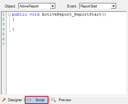 Script tab