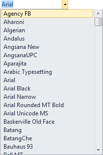 Font pane
