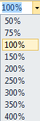 Zoom dropdown list