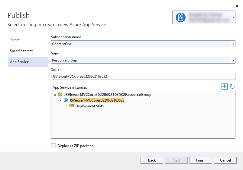 Created App Service Instance