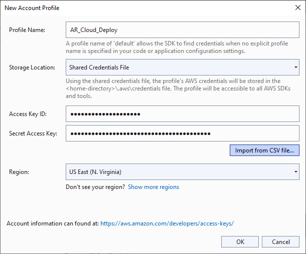 AWS Explorer New Account Profile