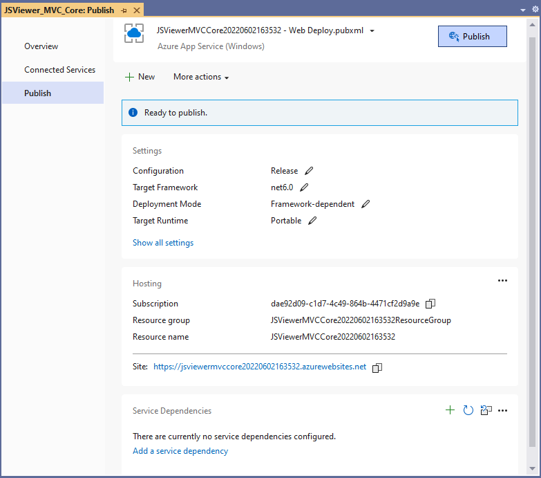Ready to publish dialog