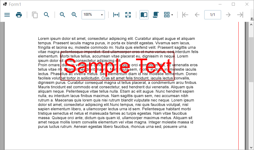 Draw a Rectangle and Text on Rendered Section Report Document Canvas