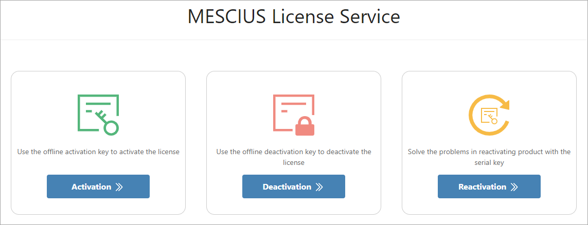 MESCIUS License Service Page