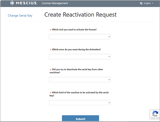 Fill Form to Create Reactivation Request