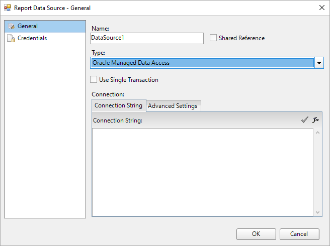 Report Data Source - General dialog