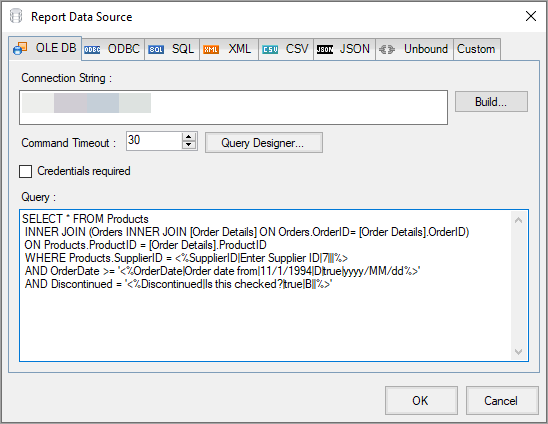Report Data Source Dialog