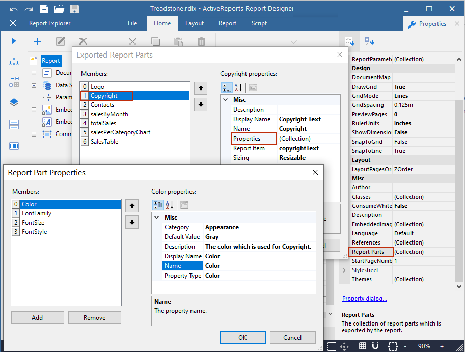 Report Parts in Desktop Designer