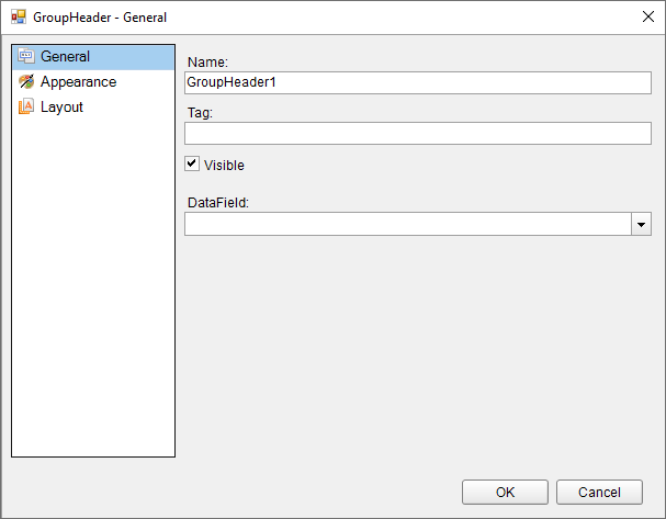 GroupHeader Dialog