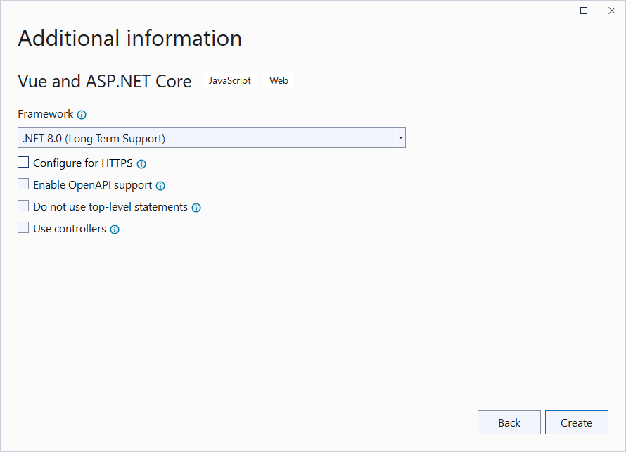 Create a New Project Dialog