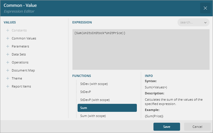 Expression Editor Dialog