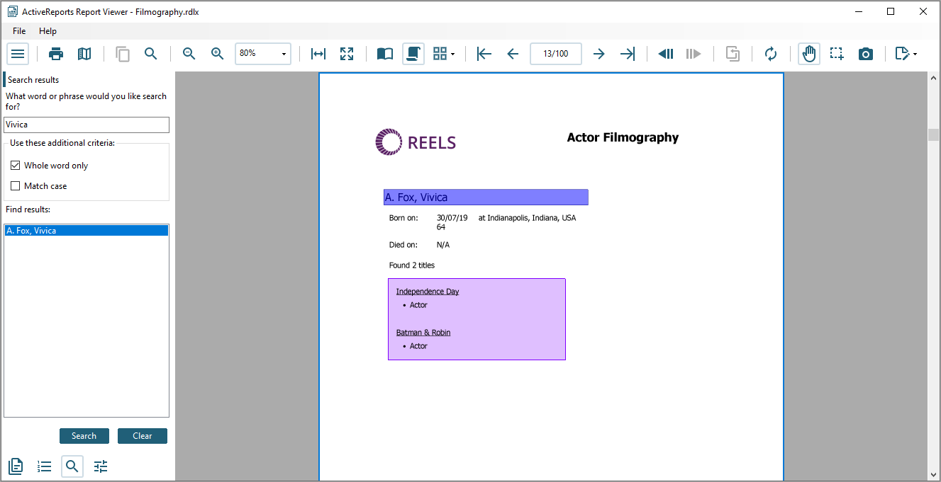 WinForms Viewer Search Pane