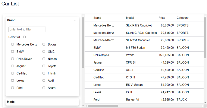 DataFilter control