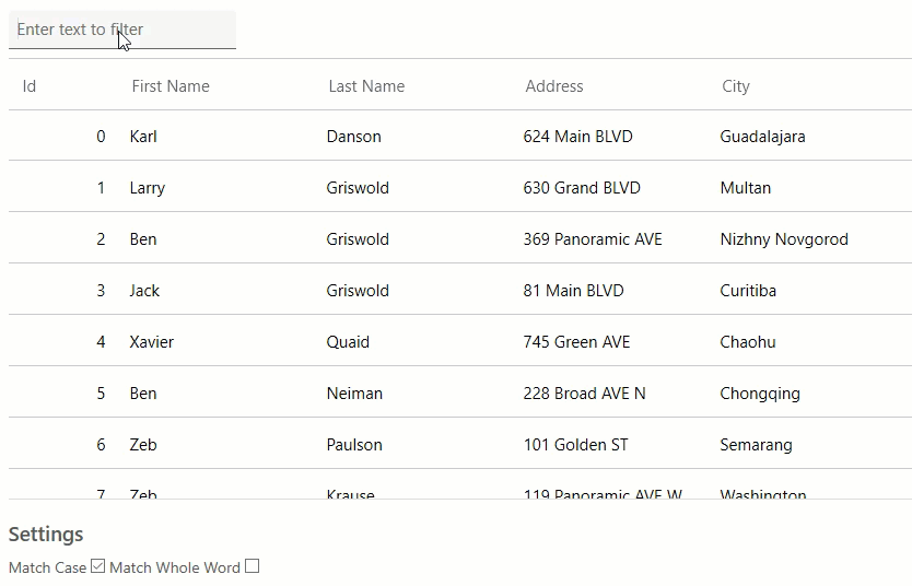Searchbox filtering