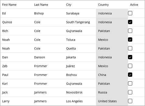 single column selection