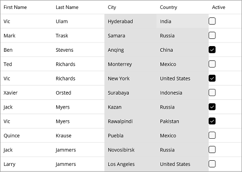 column range selection