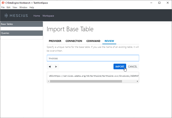 Enter table name