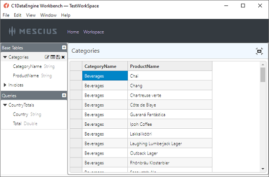 Create categories in Workbench application
