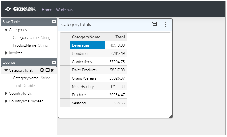 display result of query