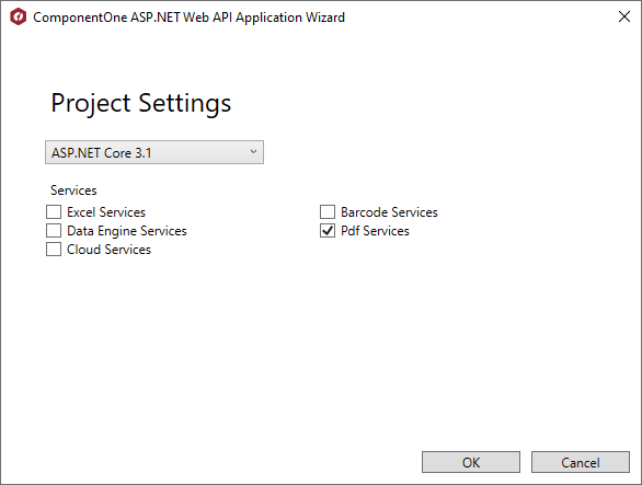 ComponentOne ASP.NET Web API Application Wizard
