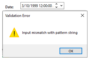 Validation error message box